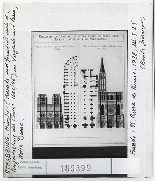 Vorschaubild Straßburg: Münster, Fassade und Grundriss im Vergleich mit Paris, Notre-Dame 